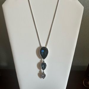 Pear Drop Pendant Necklace. Beautiful blue hues.